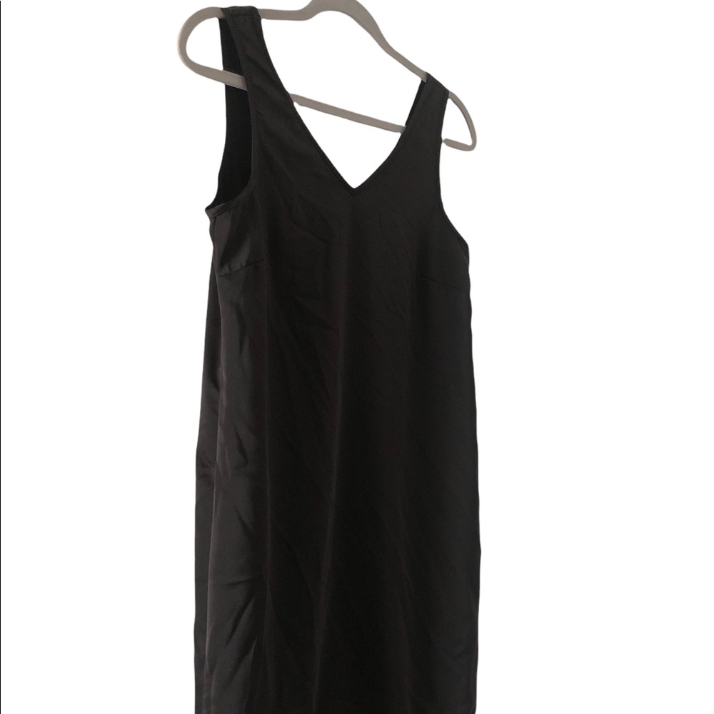 Simple Black Silk Slip Dress with Lace